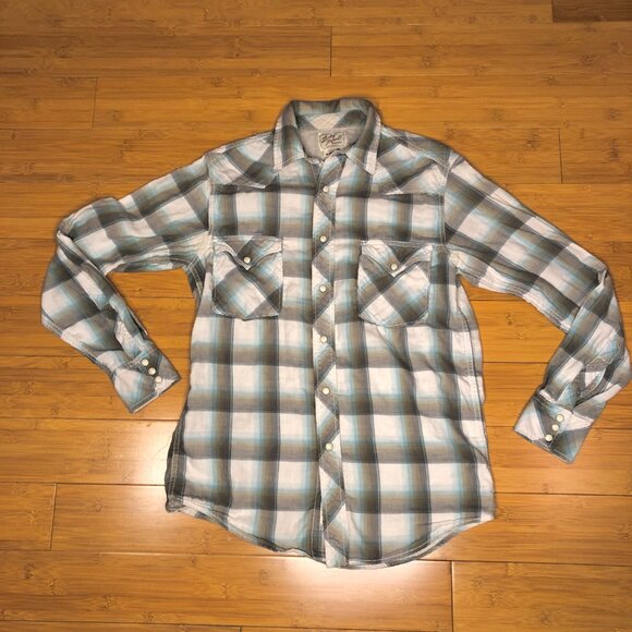Lucky Brand Women's Western Plaid Cotton Linen Soft Pearl Shirt XS - Picture 5 of 6